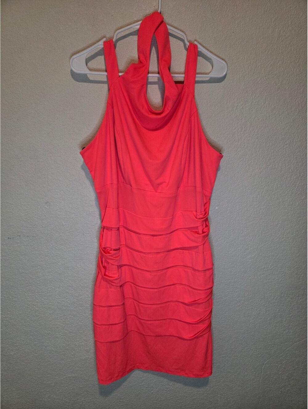 Jodi Kristopher 2X Coral Pink Ruched Bodycon Dress